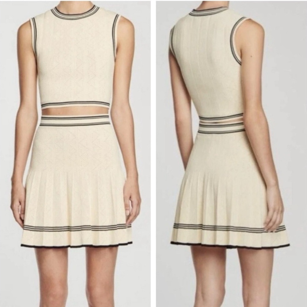 NWT Preppy House of Harlow Revolve Pointelle Knit Tank and Tennis Skirt Set - M